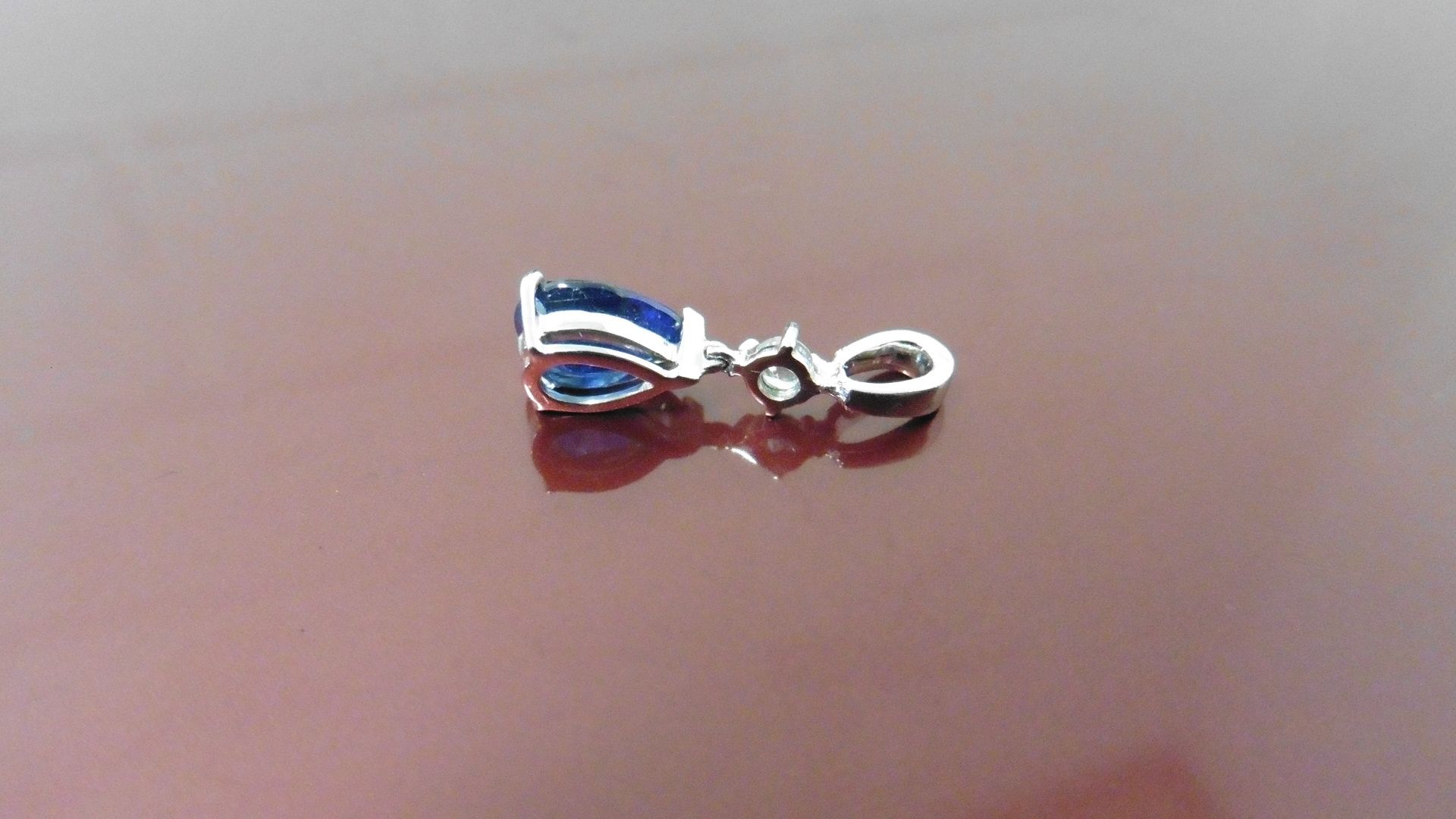 0.35Ct Sapphire And Diamond Drop Style Pendant ( No Chain ). - Image 3 of 3