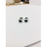 Sapphire & Diamond Cluster Earrings,