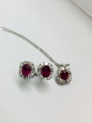 18Ct Ruby Diamond Earrings And Pendant Set,