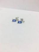 9Ct White Gold Tanzanite Diamond Stud Earrings,