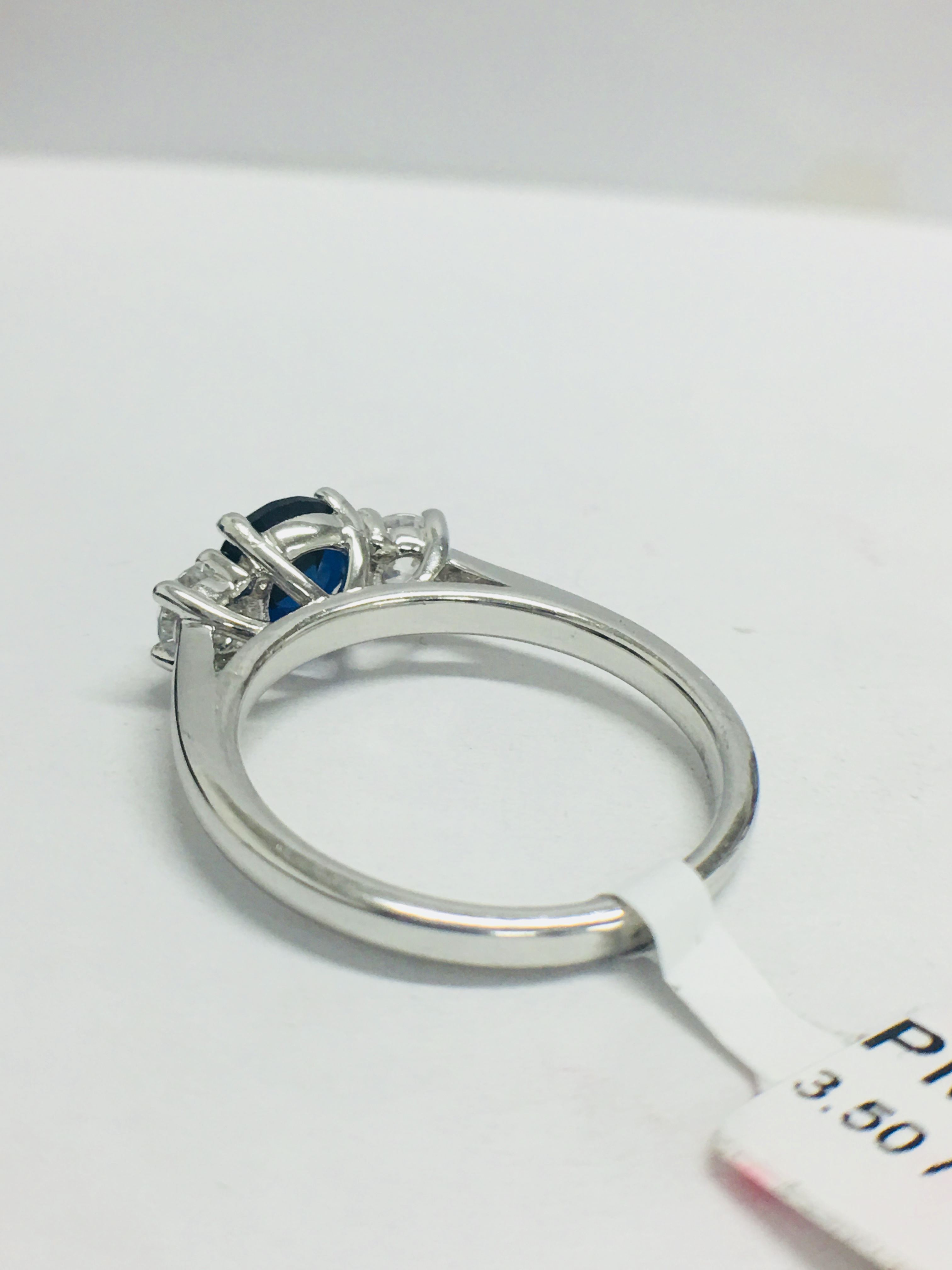 Platinum Diamond & Sapphire Trilogy Ring, - Image 5 of 12