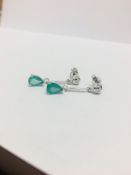 9Ct White Gold Emerald Diamond Drop Earrings,