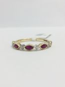 9Ct Yellow Gold Ruby Diamond Band Ring,