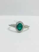 9Ct White Gold Emerald Diamond Dress Ring,