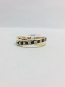 9Ct Yellow Gold Sapphire Diamond Crossover Band Ring,