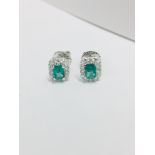 18Ct White Gold Sapphire Diamond Stud Earrings,