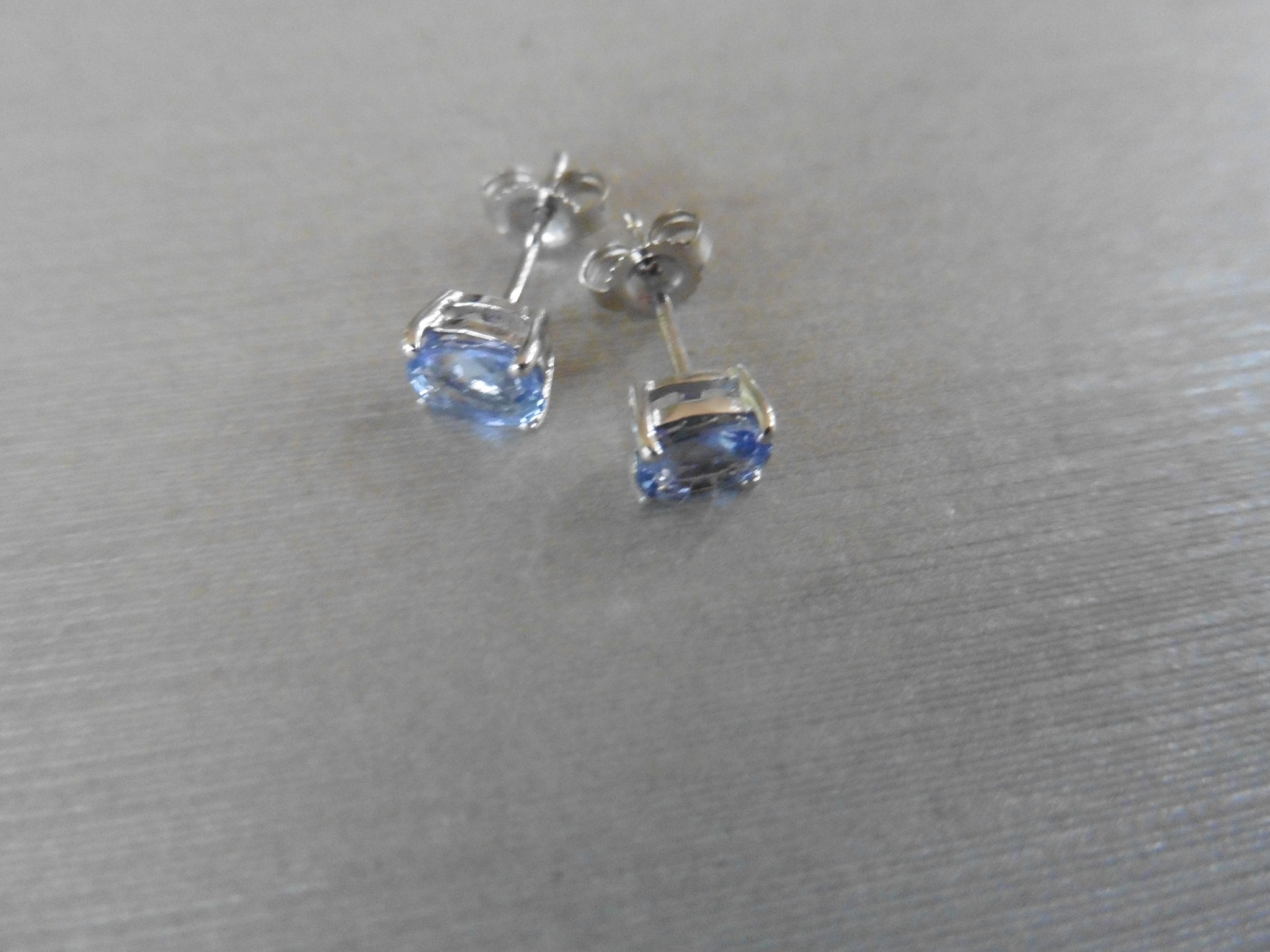 0.60Ct Ceylon Sapphire Stud Style Earrings Set In 9Ct White Gold. - Image 4 of 8