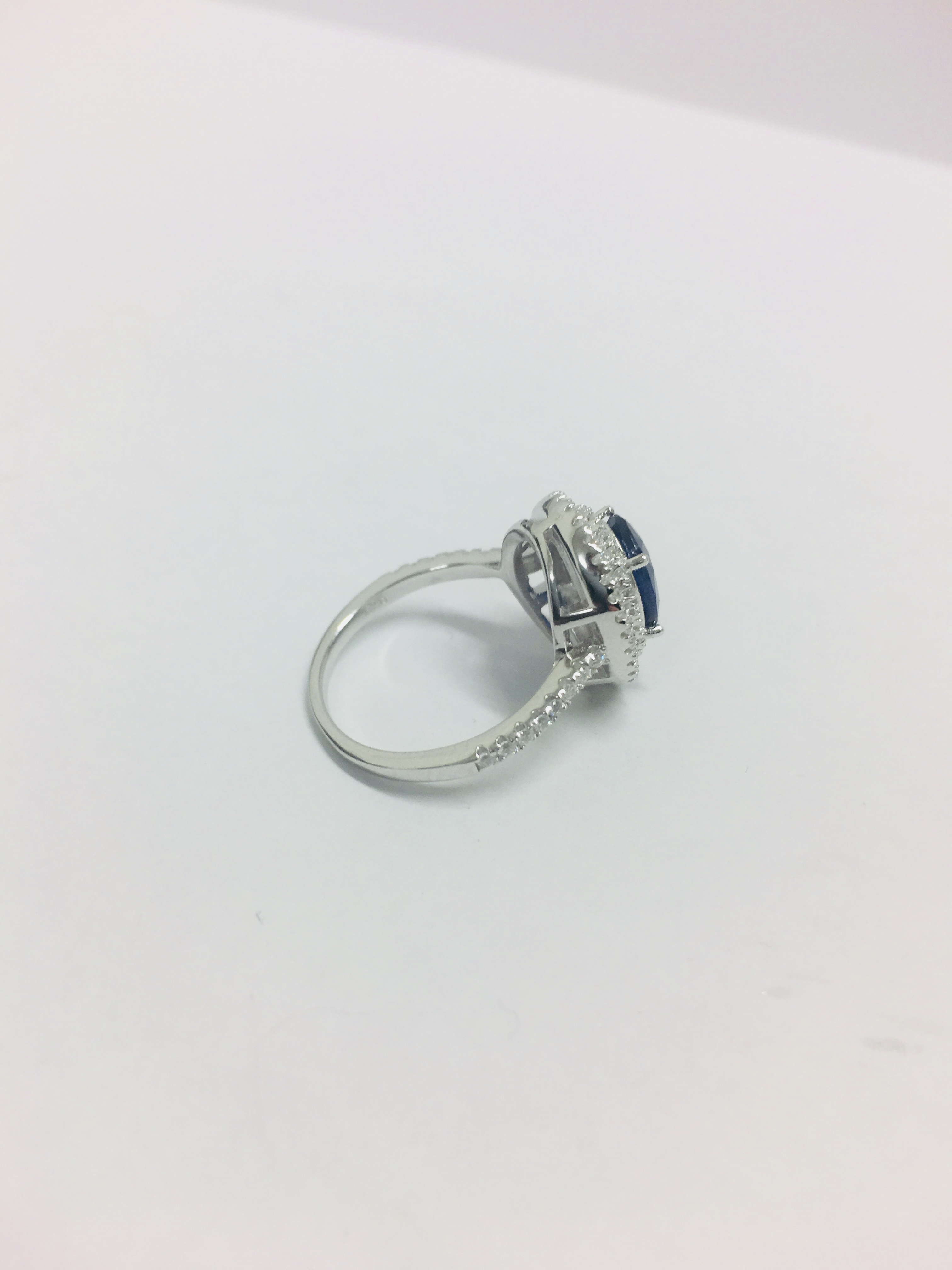 Sapphire Diamond Cluster Ring, - Image 10 of 17