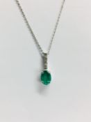 0.80Ct Emerald And Diamond Drop Style Pendant.