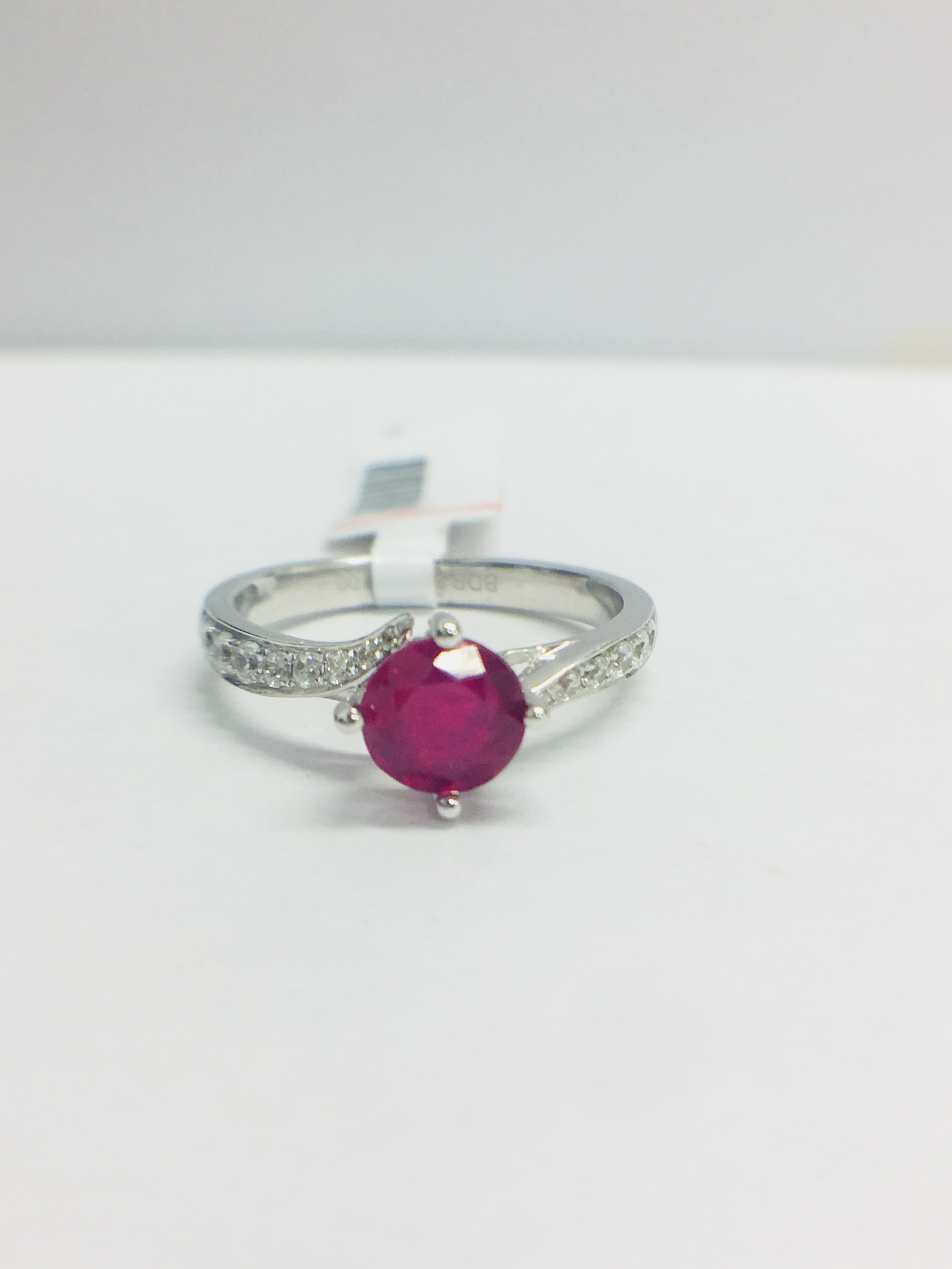 Platinum Ruby Diamond Solitaire Style Ring, - Image 10 of 11