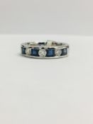 9Ct White Gold Sapphire Diamond Channel Set Ring,