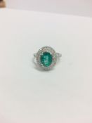 Emerald Diamond Cluster Ring,