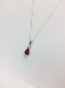 9Ct White/Yellow Ruby Gold Diamond Pendant,