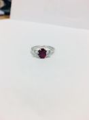 Platinum Ruby Diamnd Three Stone Ring,