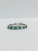 9Ct White Gold Emerald Diamond Channel Set Eternity Ring,