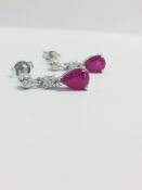 9Ct White Gold Ruby Diamond Earrings,