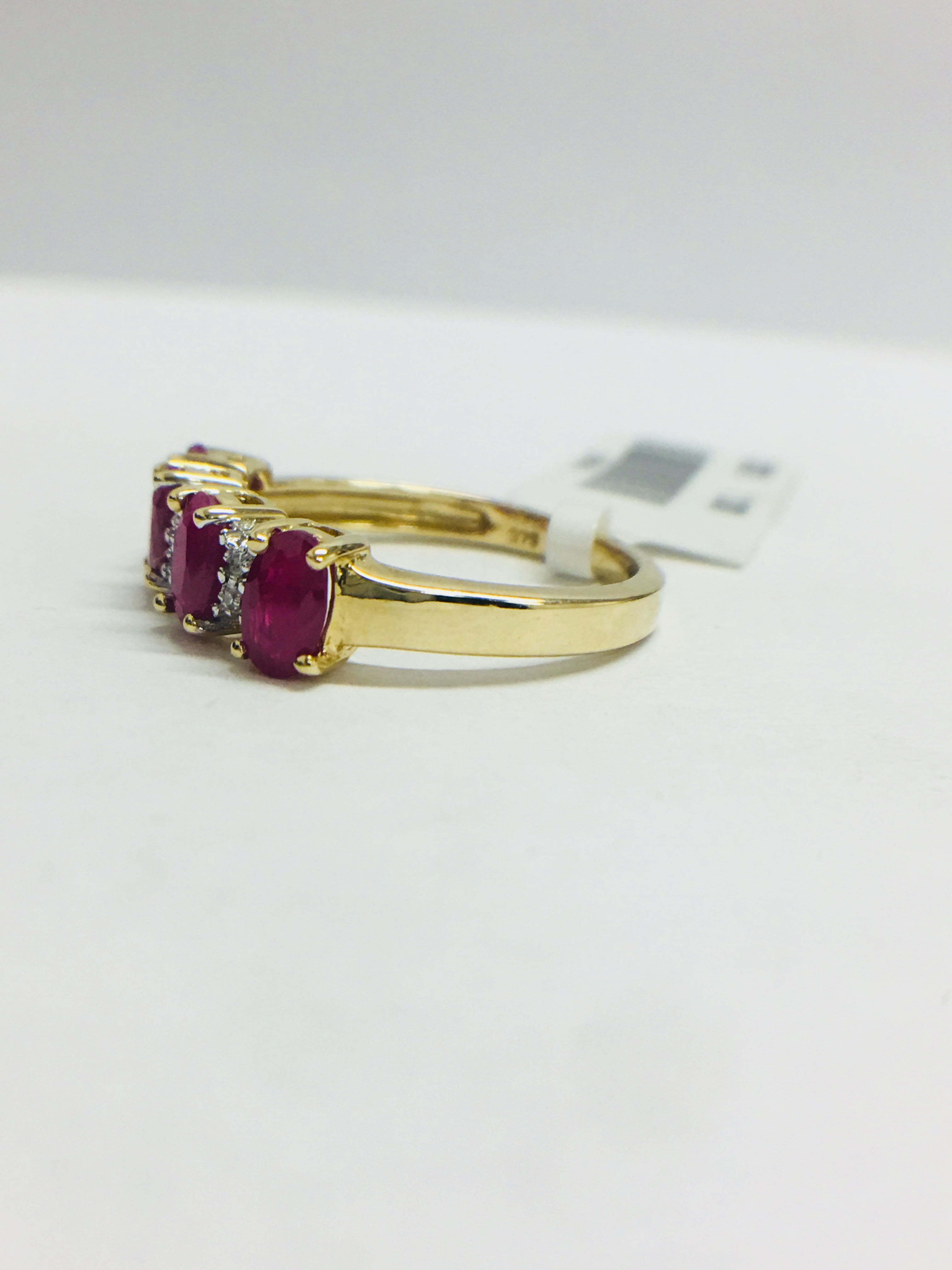 9Ct Yellow Ruby Diamond Band Ring, - Image 3 of 10