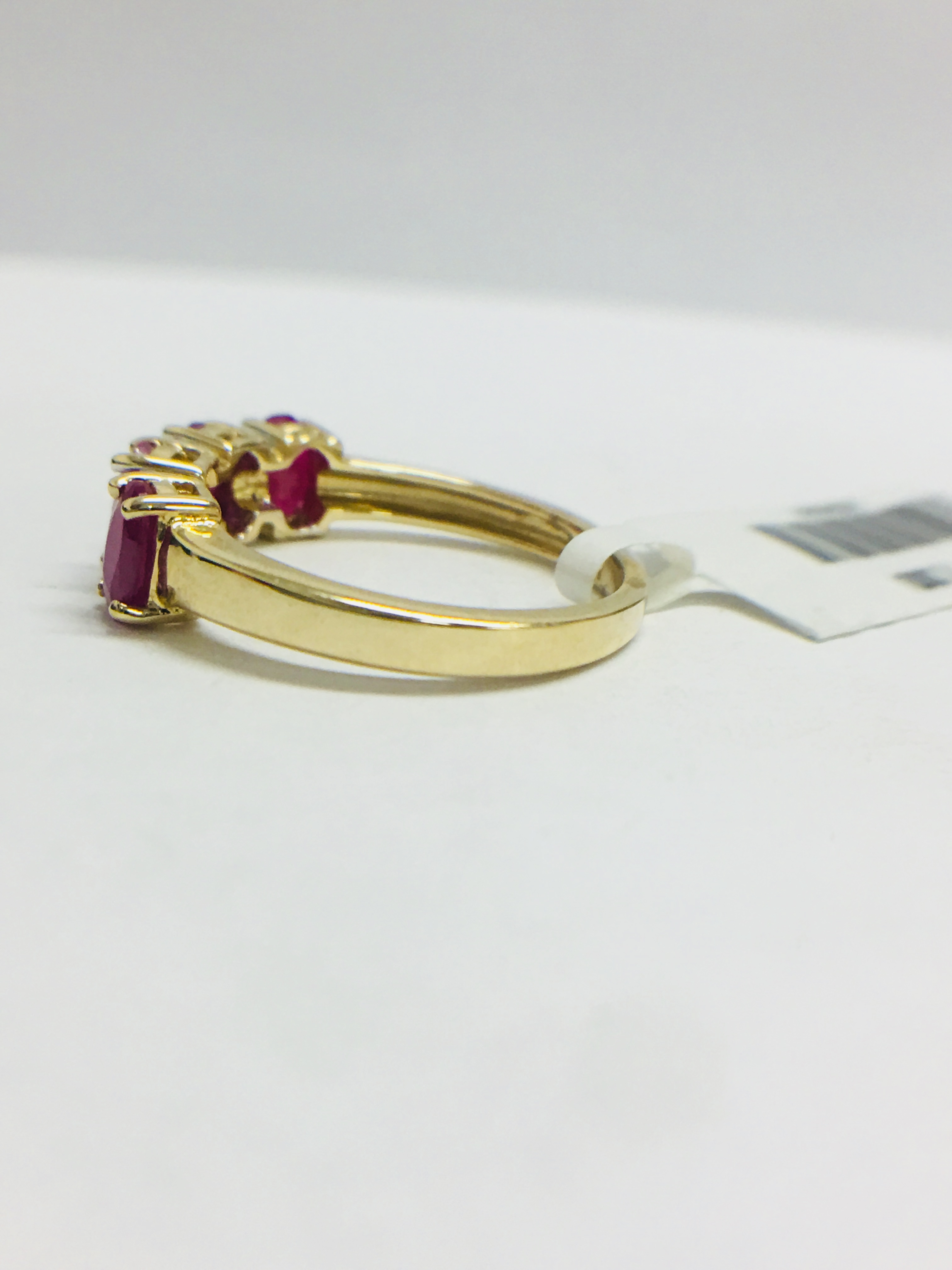 9Ct Yellow Ruby Diamond Band Ring, - Image 4 of 10