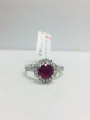 Platinum Ruby Diamnd Art Deco Style Dress Ring,