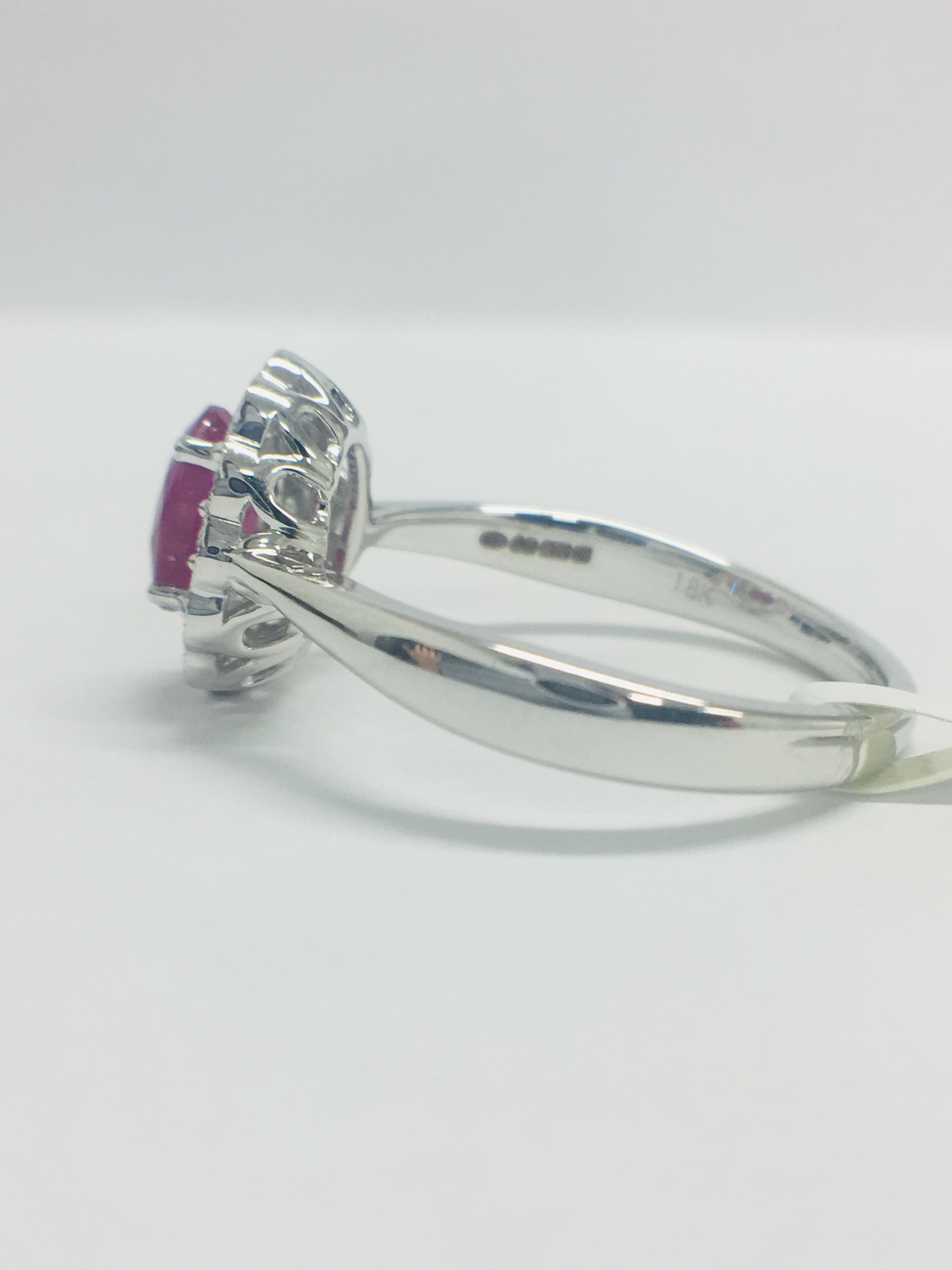18Ct White Gold Ruby Diamond Cluster Ring, - Image 3 of 10
