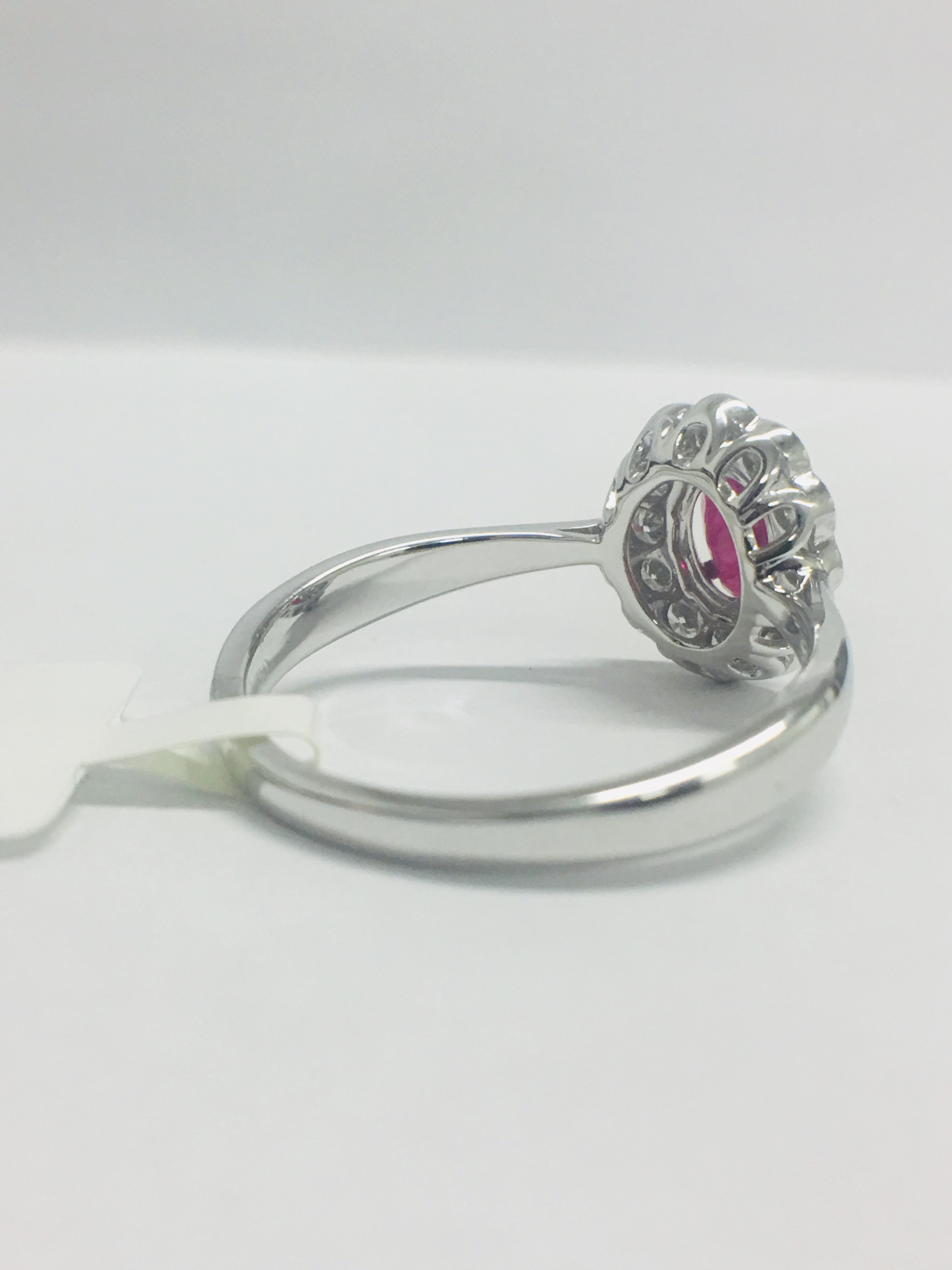 18Ct White Gold Ruby Diamond Cluster Ring, - Image 6 of 10