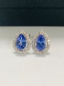 9Ct White Tanzanite Diamond Stud Earrings .