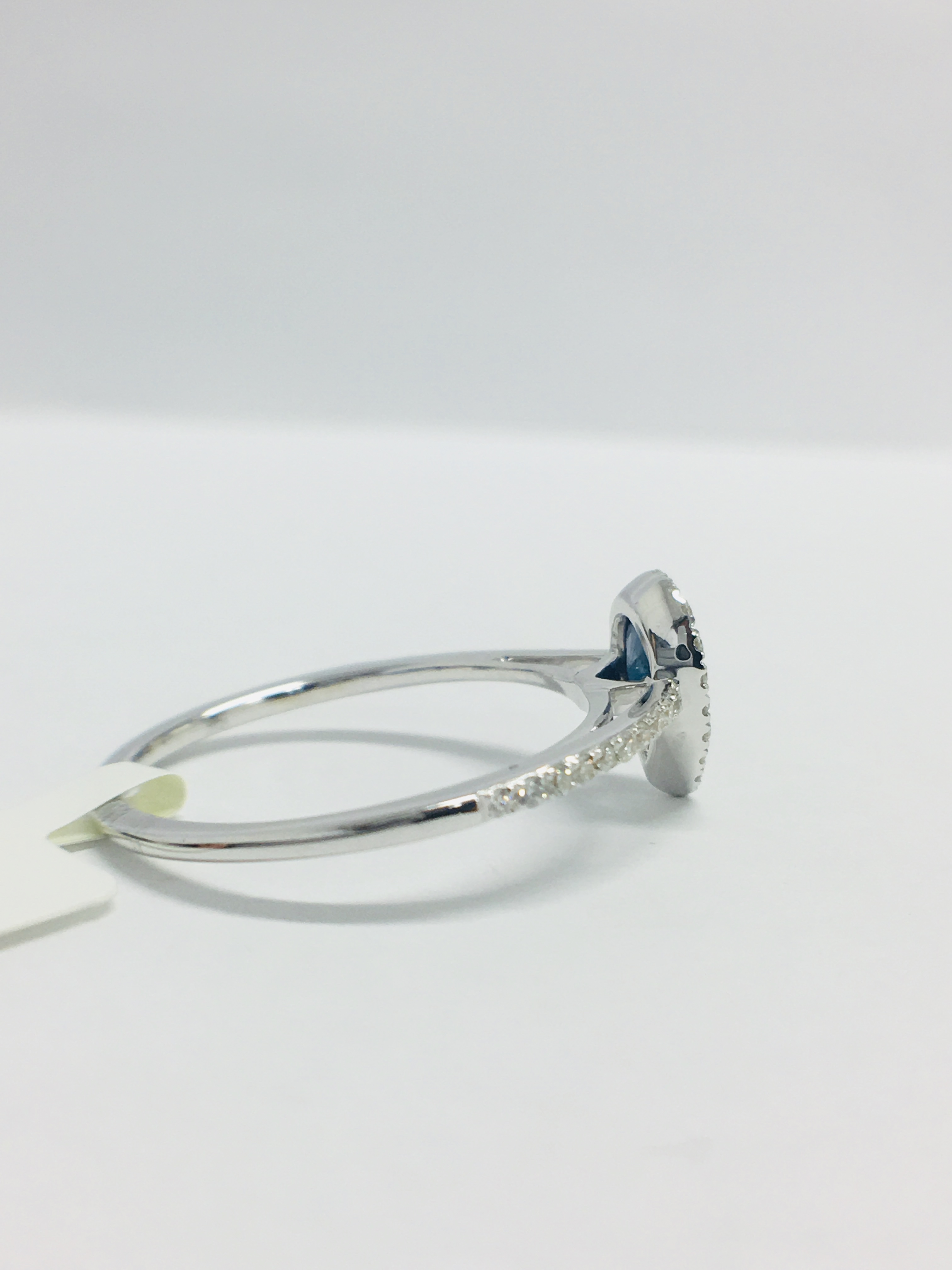 9Ct White Pearshape Sapphire Diamond Ring, - Image 7 of 10