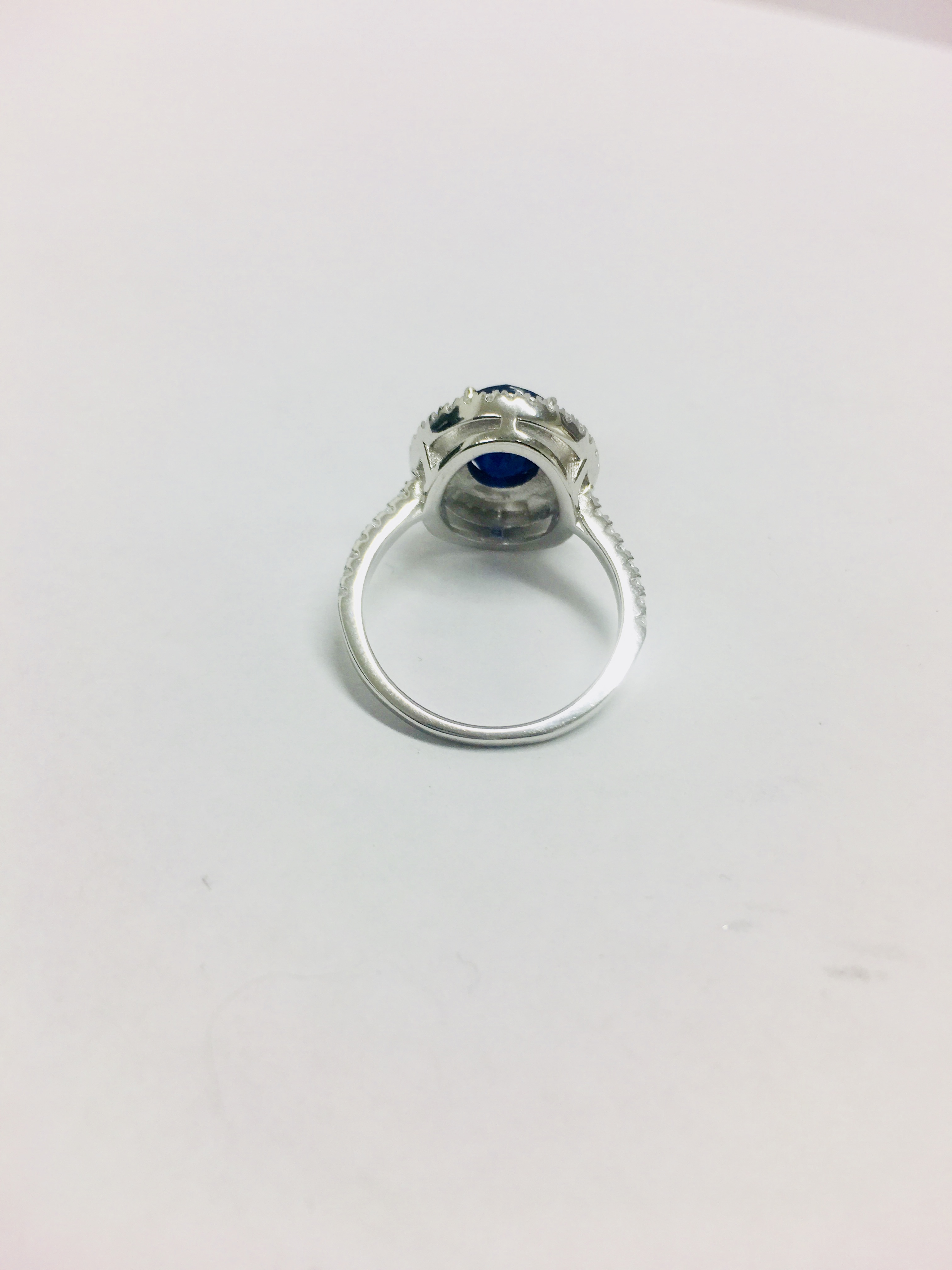 Sapphire Diamond Cluster Ring, - Image 8 of 17