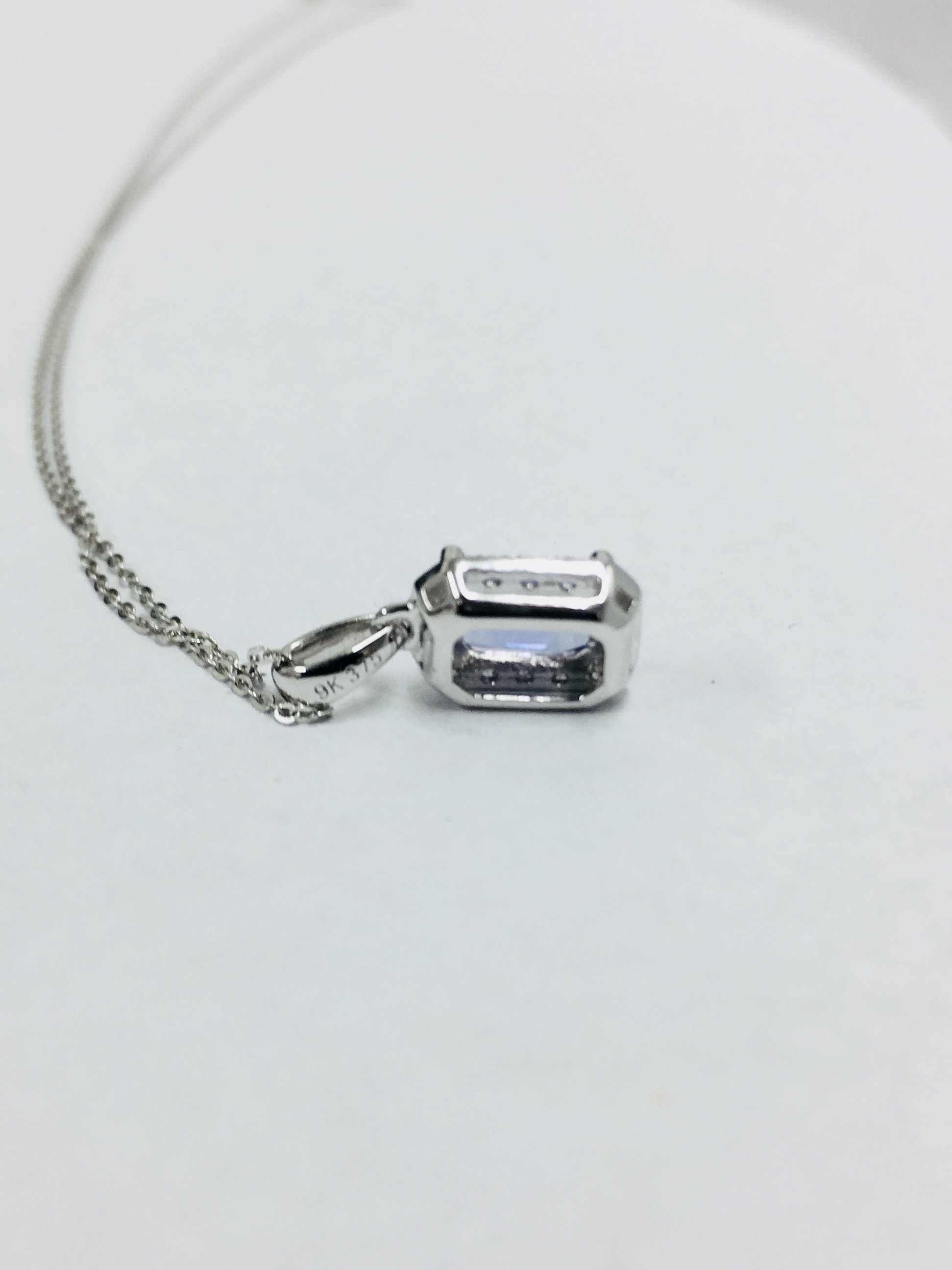 9Ct White Gold Tanzanite Diamond Pendant And 9Ct Necklace, - Image 2 of 3