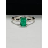 Platinum Emerald Solitaire Ring,