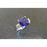 18Ct Tanzanite Diamond Threes Tone Ring,