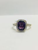 9ct yellow gold Amethyst and diamond ring