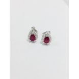 18Ct Ruby & Diamond Stud Earrings,