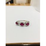 9Ct Ruby Diamond Halo Style Ring ,