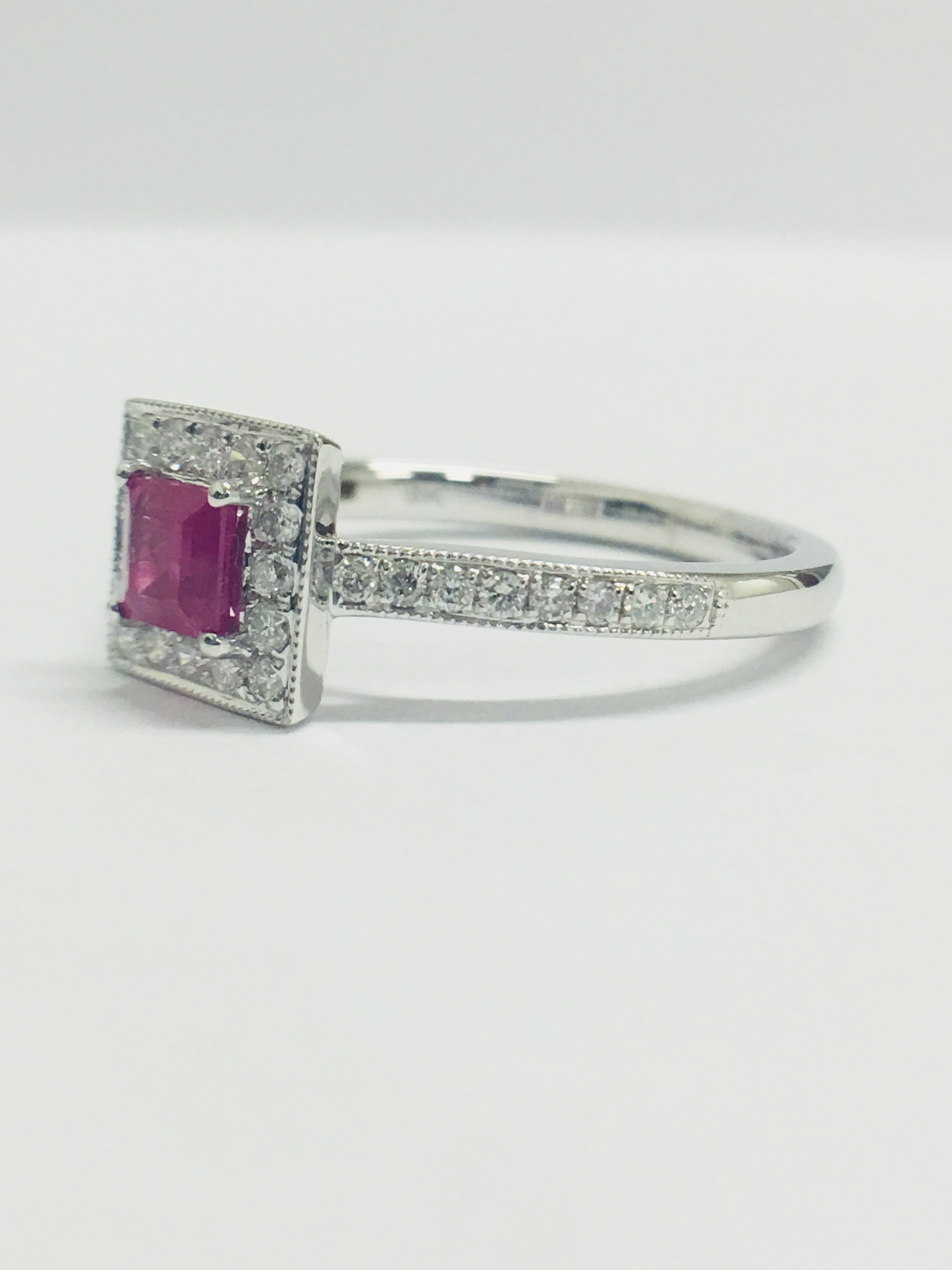 9Ct White Gold Ruby Diamond Cluster Ring, - Image 2 of 8