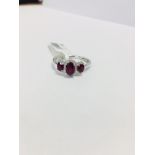 9Ct White Gold Ruby Diamond Halo Style Ring,