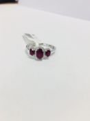 9Ct White Gold Ruby Diamond Halo Style Ring,