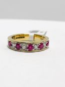 9ct yellow gold Ruby diamond band ring