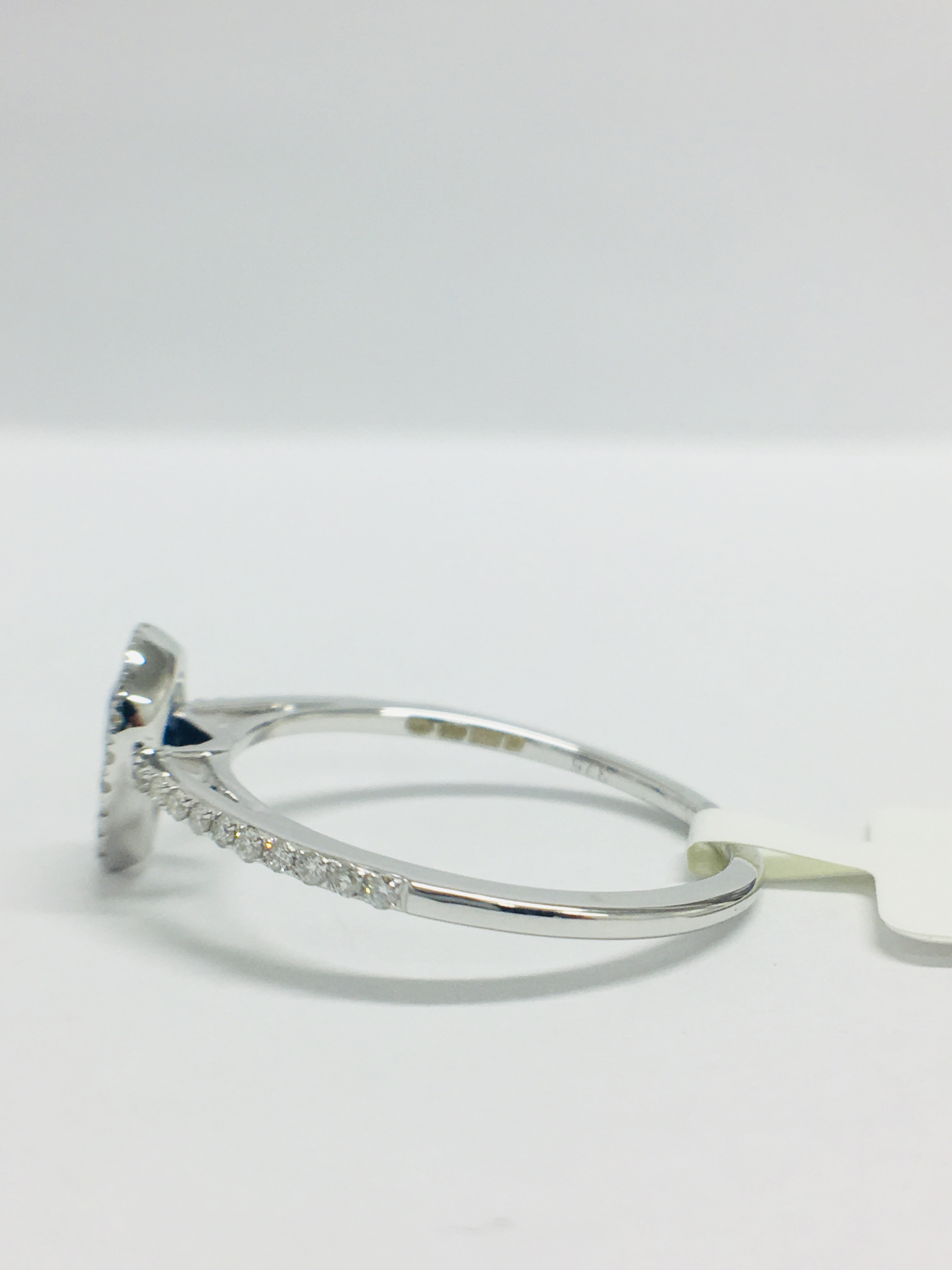 9Ct White Pearshape Sapphire Diamond Ring, - Image 3 of 10