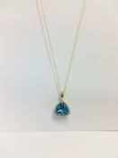 9Ct Yellow Gold Blue Topaz Pendant,