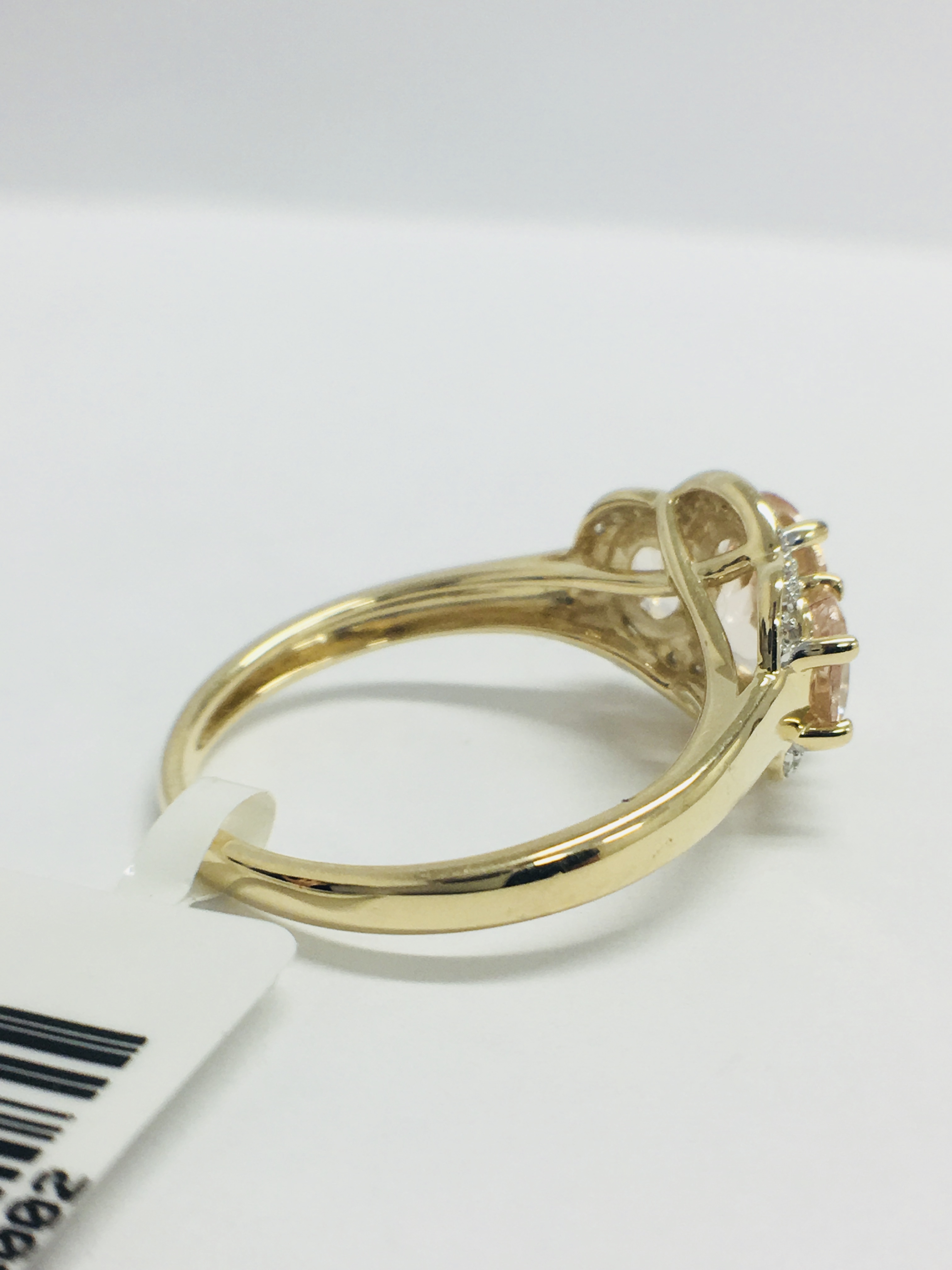 9ct yellow gold morganite and diamond ring - Image 8 of 11