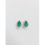 9Ct White Gold Emerald Diamond Earrings ,