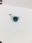 9Ct White Gold Blur Topaz Diamond Ring,