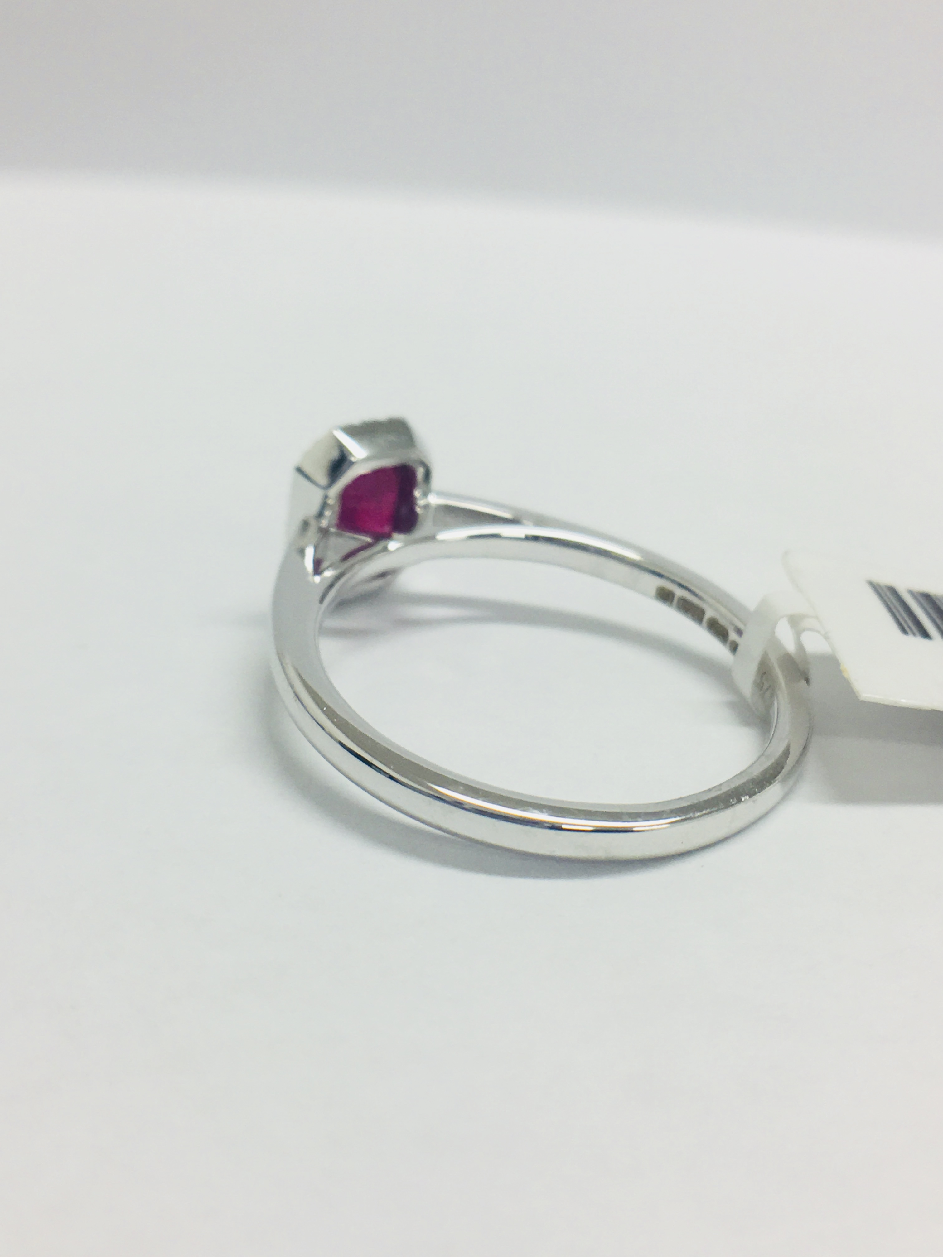 9Ct White Gold Ruby Diamond Cluster Ring, - Image 4 of 7