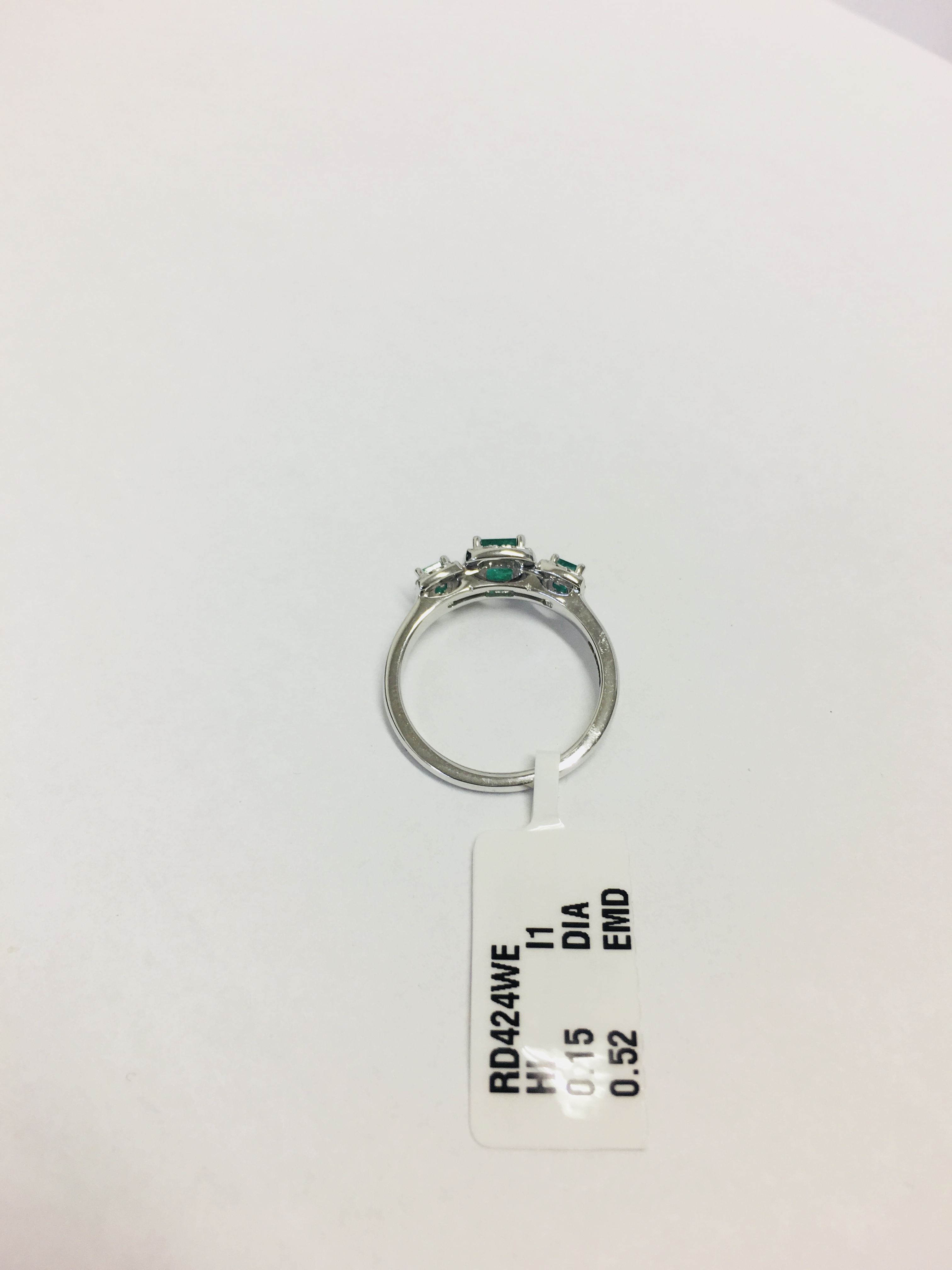 9Ct White Gold Diamond Emerald Cluster Ring, - Image 4 of 6