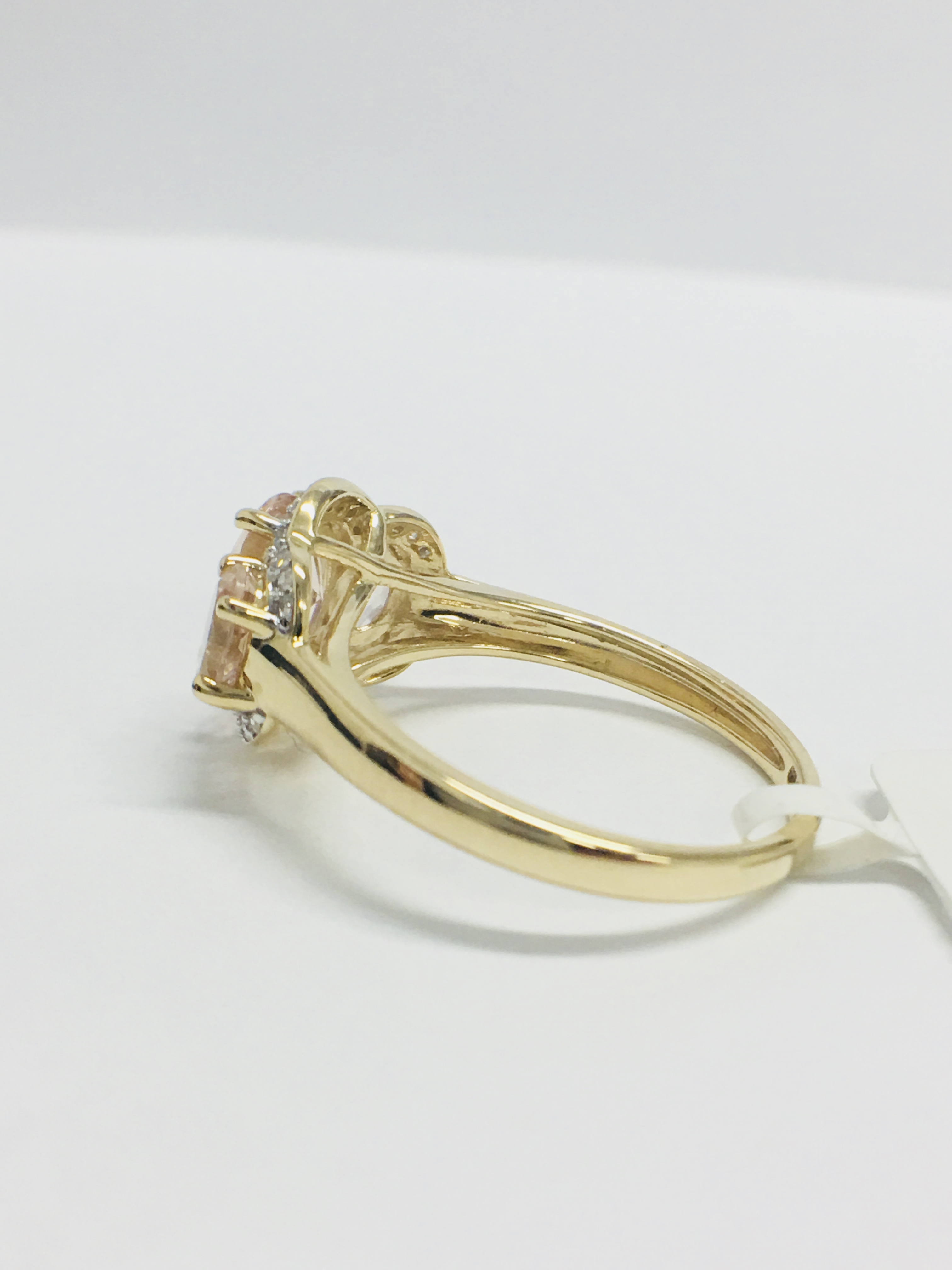 9ct yellow gold morganite and diamond ring - Image 6 of 11