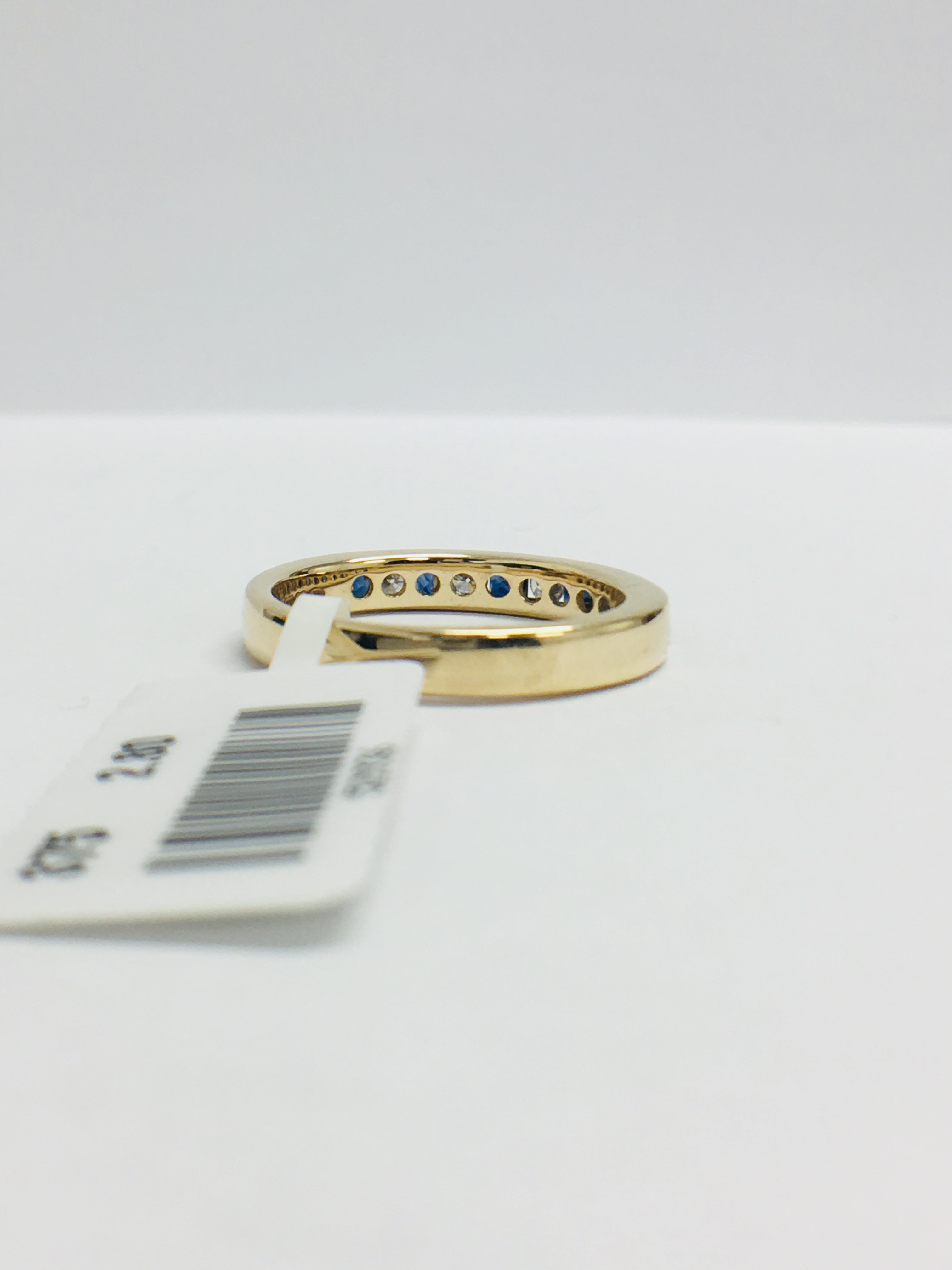 9Ct Yellow Gold Sapphire Diamond Channel Set Eternity Ring, - Image 5 of 9