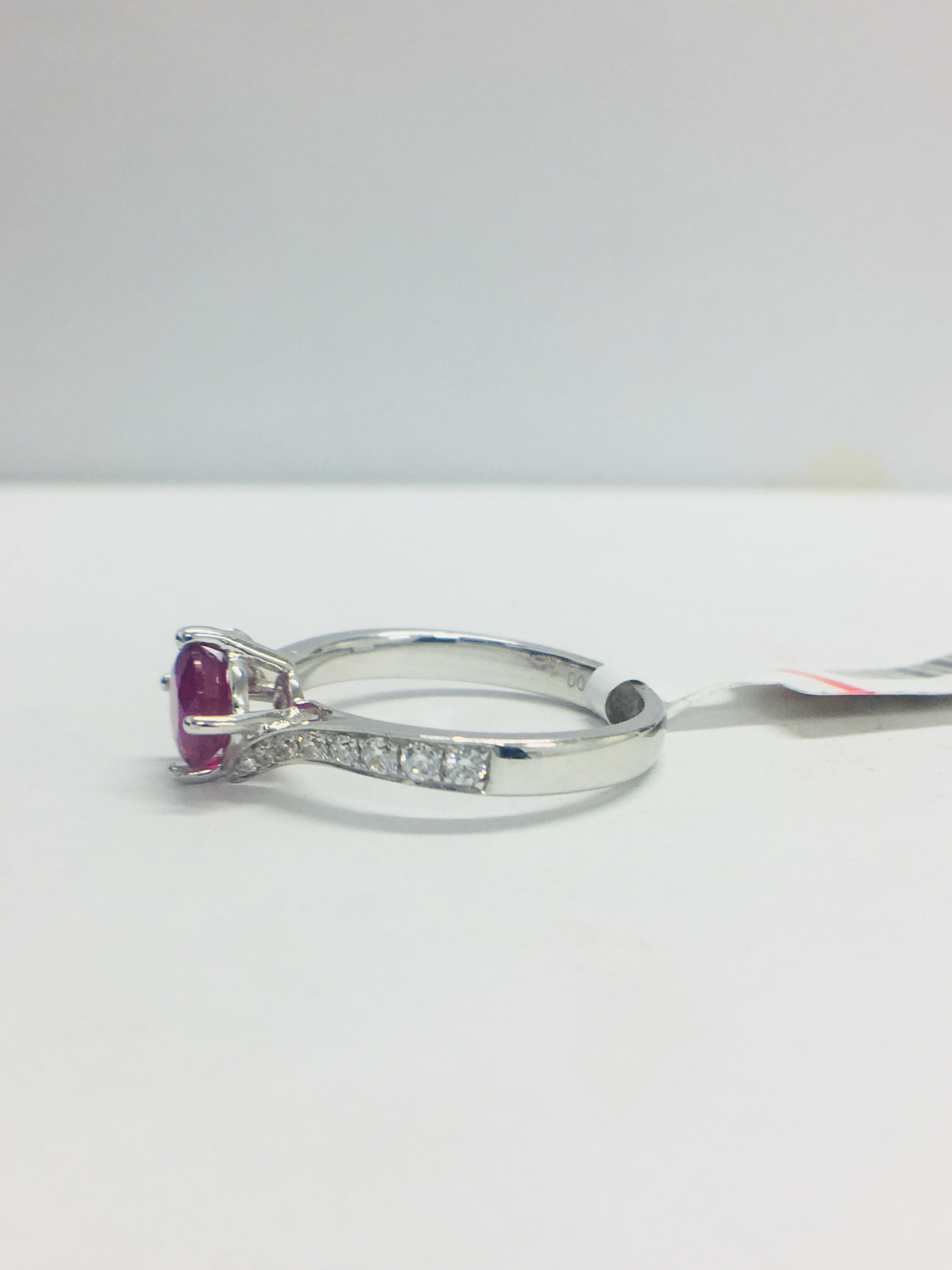 Platinum Ruby Diamond Solitaire Style Ring, - Image 3 of 11