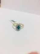 9Ct Yellow Gold Emerald Diamond Entourage Ring,