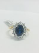 18Ct Sapphire And Diamond Cluster Ring,